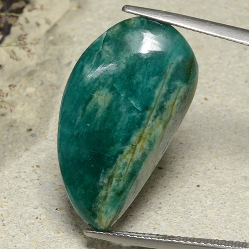 Medium-Dark Green 天河石 Gem - 20ct 半心形凸面 (ID: 484806)