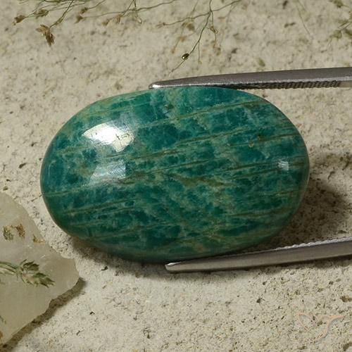 36.09 ct Green Amazonite Stone, Natural Amazonite in Oval Cabochon Shape for Sale