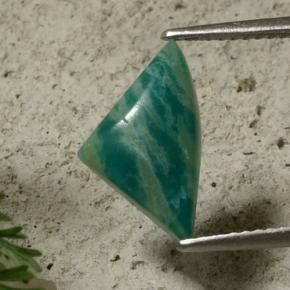 3.06 ct Green Amazonite Gemstone, Amazonite Gem in Shark Fin Cabochon Shape for Sale.