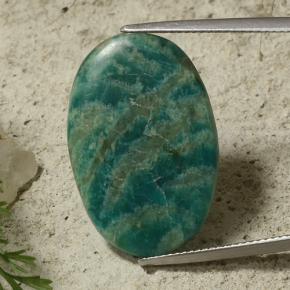 15.09 ct Green Amazonite Gemstone, Amazonite Gem in Oval Cabochon Shape for Sale.