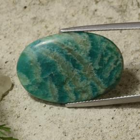 15.09 ct Green Amazonite Stone, Natural Amazonite in Oval Cabochon Shape for Sale