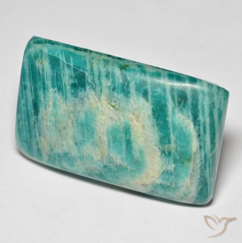 40.94 ct Green Amazonite, 30.7 x 19.5 mm Baguette Cut From Madagascar, Photo A