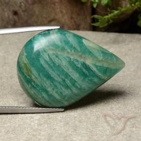 26.99 ct Green Amazonite Stone, Natural Amazonite in Pear Cabochon Shape for Sale