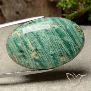 52.19 ct Green Amazonite Stone, Natural Amazonite in Oval Cabochon Shape for Sale