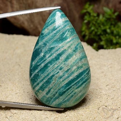 47.83 ct Blue Green Amazonite, 39 x 24.3 mm Pear Cut From Madagascar, Photo A