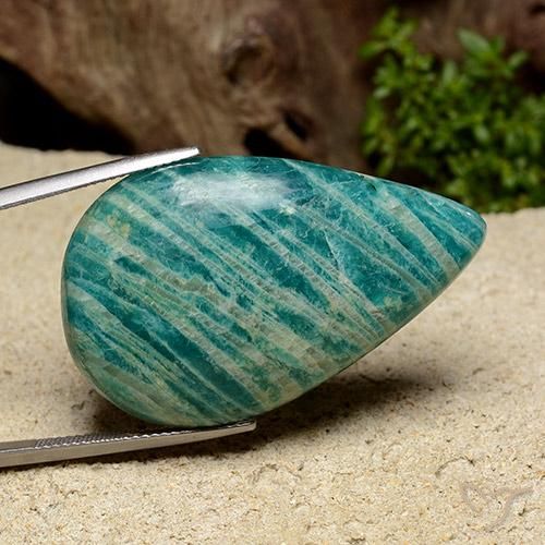 47.83 ct Turquoise Amazonite Stone, Natural Amazonite in Pear Cabochon Shape for Sale