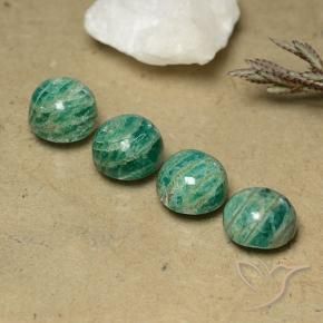 10.13 ctw Green Amazonite Stones, Natural Amazonite in Round Cabochon Shape for Sale