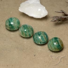 9.46 ctw Green Amazonite Stones, Natural Amazonite in Round Cabochon Shape for Sale