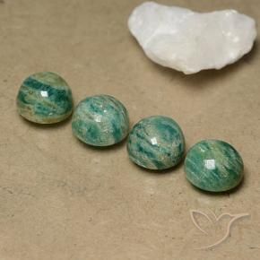 10.04 ctw Green Amazonite Stones, Natural Amazonite in Round Cabochon Shape for Sale