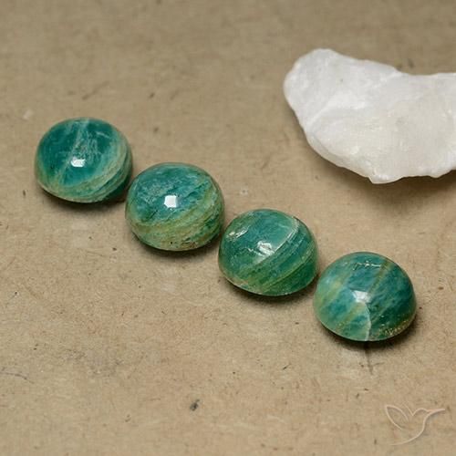 9.13 ctw Green Amazonite Stones, Natural Amazonite in Round Cabochon Shape for Sale