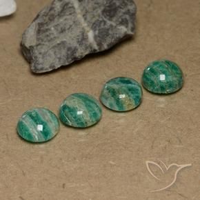 9.77 ctw Green Amazonite Stones, Natural Amazonite in Round Cabochon Shape for Sale