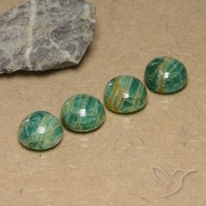 11.75 ctw Green Amazonite Stones, Natural Amazonite in Round Cabochon Shape for Sale