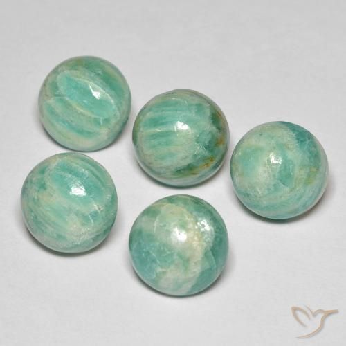 14.54 ctw Green Amazonite Gemstones, Amazonite Gems in Round Cabochon Shape for Sale.