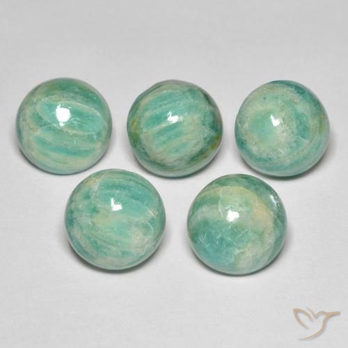 14.54 ctw Green Amazonite Stones, Natural Amazonite in Round Cabochon Shape for Sale