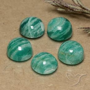 11.64 ctw Green Amazonite Stones, Natural Amazonite in Round Cabochon Shape for Sale