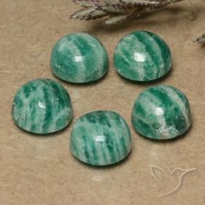 7.87 ctw Green Amazonite Stones, Natural Amazonite in Round Cabochon Shape for Sale