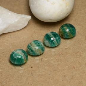 5.62 ctw Green Amazonite Stones, Natural Amazonite in Round Cabochon Shape for Sale