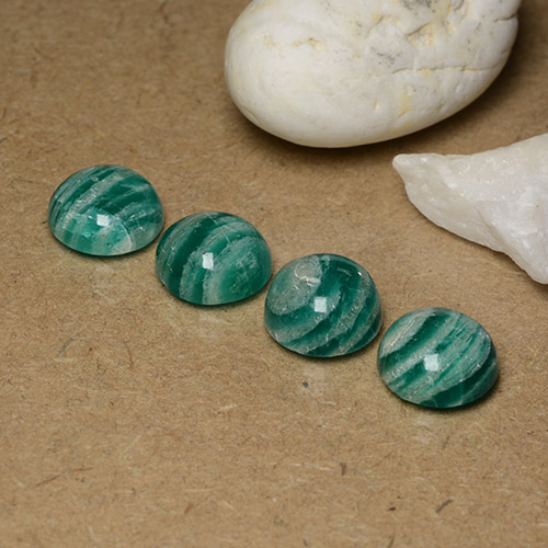 Deep Green Amazonite Gem - 3.5ct Round Cabochon (ID: 491058)