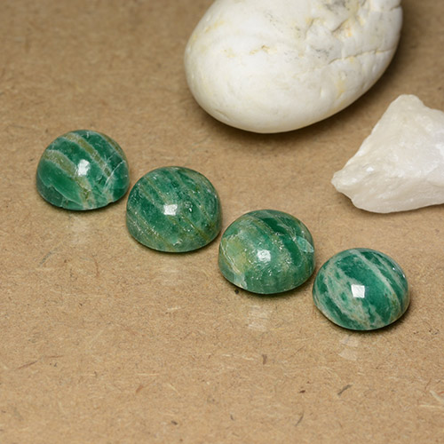 Medium Green Amazonit Edelstein - 4.2ct Rund Cabochon (ID: 491061)