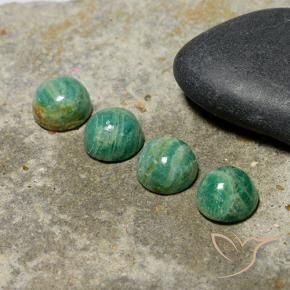 6.11 ctw Green Amazonite Stones, Natural Amazonite in Round Cabochon Shape for Sale