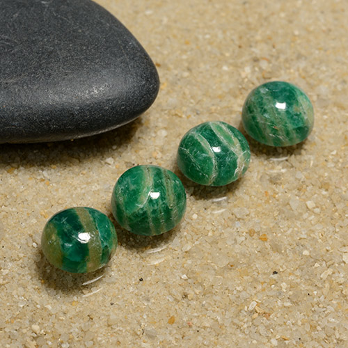 Medium-Dark Green Amazonite Gem - 1.4ct Round Cabochon (ID: 491077)