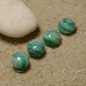 5.82 ctw Green Amazonite Stones, Natural Amazonite in Round Cabochon Shape for Sale