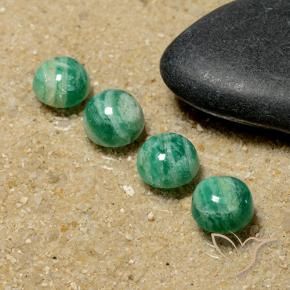 5.77 ctw Green Amazonite Stones, Natural Amazonite in Round Cabochon Shape for Sale