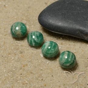 6.72 ctw Green Amazonite Stones, Natural Amazonite in Round Cabochon Shape for Sale