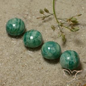 13.10 ctw Green Amazonite Stones, Natural Amazonite in Round Cabochon Shape for Sale
