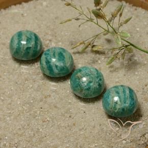 17.73 ctw Green Amazonite Stones, Natural Amazonite in Round Cabochon Shape for Sale