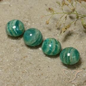 12.60 ctw Green Amazonite Stones, Natural Amazonite in Round Cabochon Shape for Sale