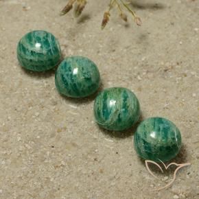 14.24 ctw Green Amazonite Stones, Natural Amazonite in Round Cabochon Shape for Sale