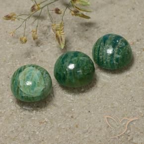 12.02 ctw Green Amazonite Stones, Natural Amazonite in Round Cabochon Shape for Sale