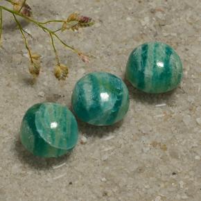 4.68 ctw Green Amazonite Gemstones, Amazonite Gems in Round Cabochon Shape for Sale.
