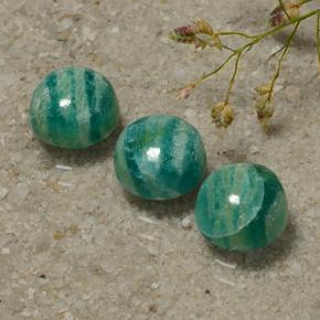 4.68 ctw Green Amazonite Stones, Natural Amazonite in Round Cabochon Shape for Sale