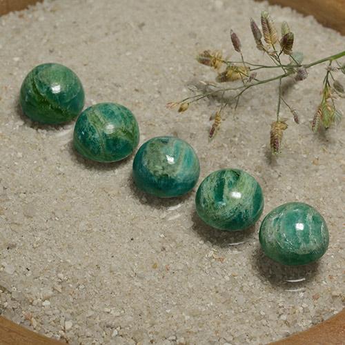 Medium Green Amazonit Edelstein - 3.2ct Rund Cabochon (ID: 491143)