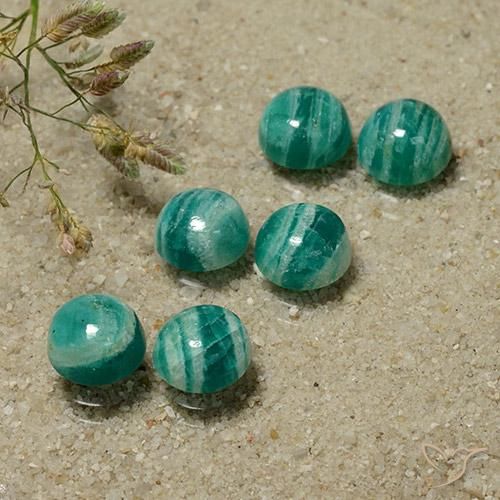 8.38 ctw Green Amazonite Stones, Natural Amazonite in Round Cabochon Shape for Sale