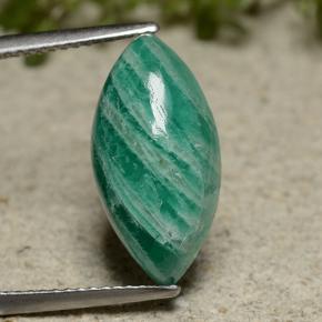 Medium-Dark Green Amazonite Gem - 6.1ct Marquise Cabochon (ID: 491180)