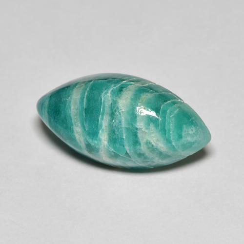 6.66ct Marquise Pine Green Amazonite from Madagascar, Dimension 17.7 x 9.1mm, Natural untreated Gemstone, Opaque Clarity, 1pc Marquise Cabochon Amazonite, Mohs Hardness of 6 - 6.5, Photo A