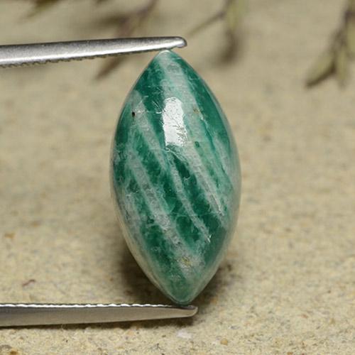 Medium-Dark Green Amazonite Gem - 7.5ct Marquise Cabochon (ID: 491183)