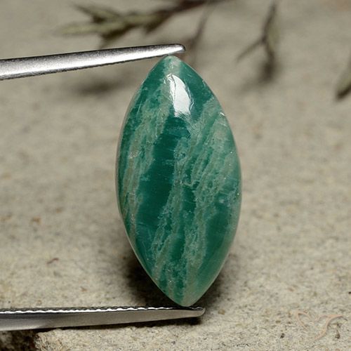 Pine Green Amazonite Gem - 6.3ct Marquise Cabochon (ID: 491184)