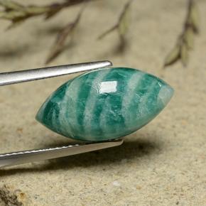 7.09 ct Green Amazonite Stone, Natural Amazonite in Marquise Cabochon Shape for Sale