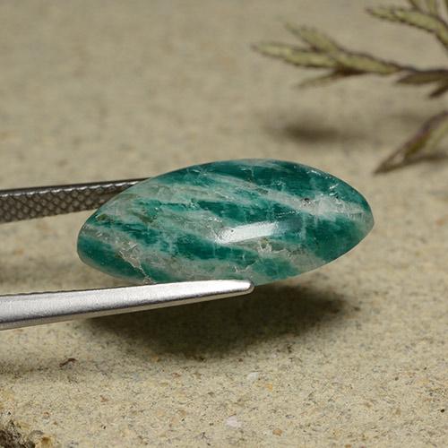 Amazonite Gemstone in 19.7 x 10.3 mm Size for Sale, Amazonite Stone in Medium-Dark Green Color