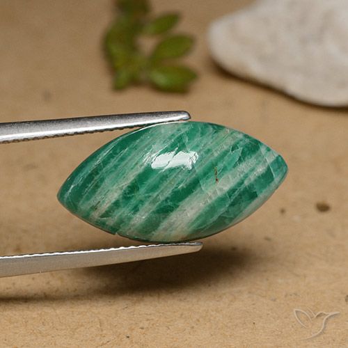 Amazonite Vert pin Marquise 7,96 ct de Madagascar, Dimension 19,9 x 10,3mm, Pierre gemme naturelle Non traité, pureté Opaque , 1 pièce d'amazonite marquise cabochon, dureté de Mohs de 6 à 6.5, Photo A