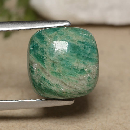 Pine Green Амазонит Камень - 5.9ct Подушечка Кабошон (ID: 491214)