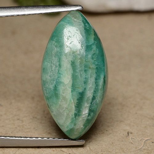 6.91 ct Green Amazonite, 19.5 x 10.2 mm Marquise Cut From Madagascar, Photo A