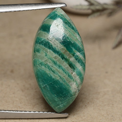 Medium Green Amazonite Gem - 9.6ct Marquise Cabochon (ID: 491216)
