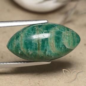 9.57 ct Green Amazonite Stone, Natural Amazonite in Marquise Cabochon Shape for Sale