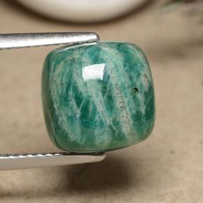 Medium-Dark Green Amazonite Gem - 5.4ct Cushion Cabochon (ID: 491223)