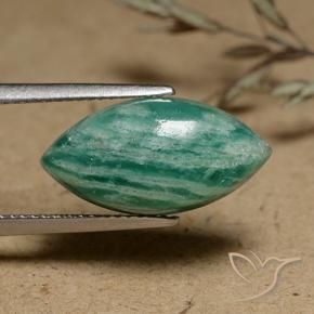 6.84 ct Green Amazonite Stone, Natural Amazonite in Marquise Cabochon Shape for Sale